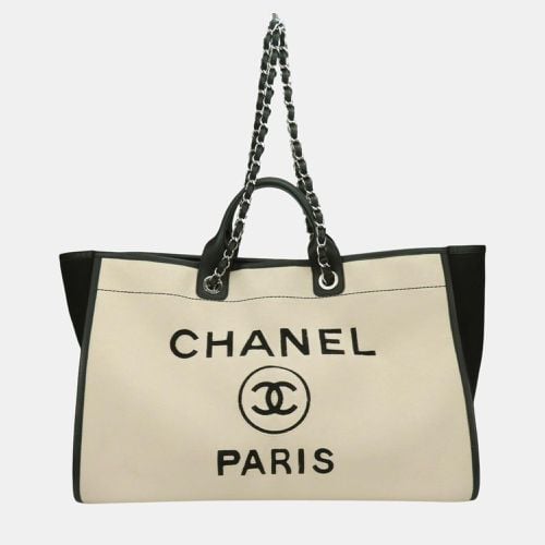 Cream Wool and Leather Deauville Tote Bag - Chanel - Modalova