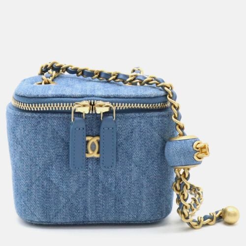 Canvas Denim Matelasse Small Vanity Bag - Chanel - Modalova