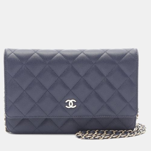 Navy Leather Classic Wallet on Chain - Chanel - Modalova