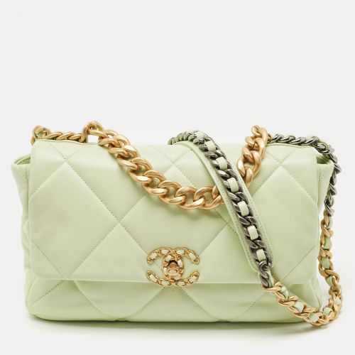 Mint Quilted Leather Large 19 Flap Bag - Chanel - Modalova