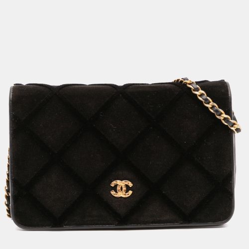 CC Quilted Velvet Wallet on Chain - Chanel - Modalova