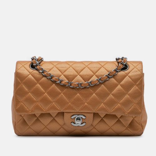 Classic Double Flap Medium Brown Caviar Shoulder Bag - Chanel - Modalova