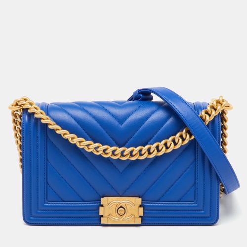 Chevron Leather Medium Boy Flap Bag - Chanel - Modalova