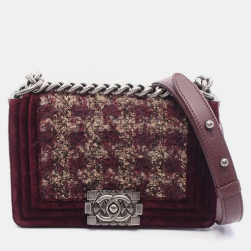 Boy Small Bordeaux Tweed, Leather Shoulder Bag - Chanel - Modalova