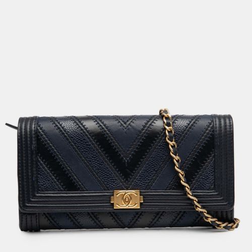Chevron Mixed Leathers Boy Wallet on Chain - Chanel - Modalova