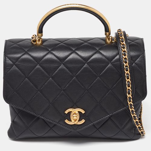 Quilted Leather Flap Gold Top Handle Bag - Chanel - Modalova