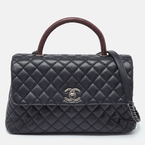 Red Quilted Caviar Leather and Lizard Medium Coco Top Handle Bag - Chanel - Modalova