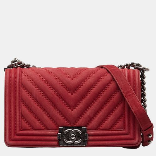 Suede Medium Chevron Boy Bag - Chanel - Modalova