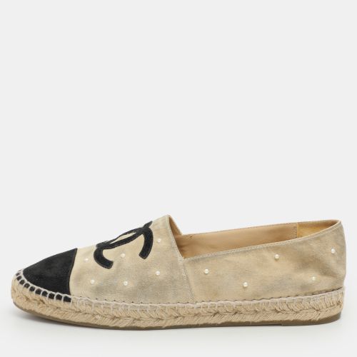 Black Suede CC Cap Toe Embellished Espadrille Flats Size 41 - Chanel - Modalova