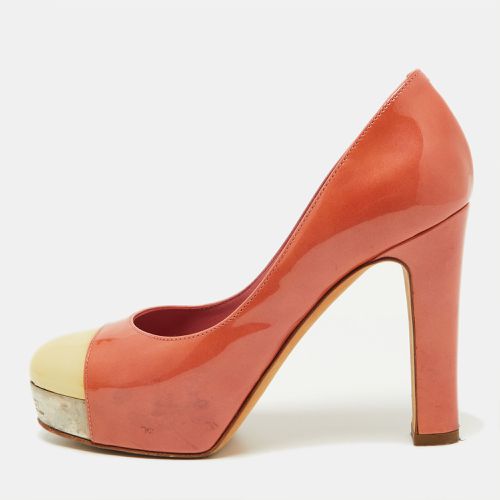 Peach/Yellow Patent Leather Platform Pumps Size 35 - Chanel - Modalova