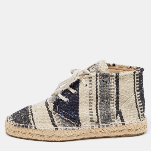 White Knit Fabric Striped Lace-Up Espadrille Sneakers Size 39 - Chanel - Modalova