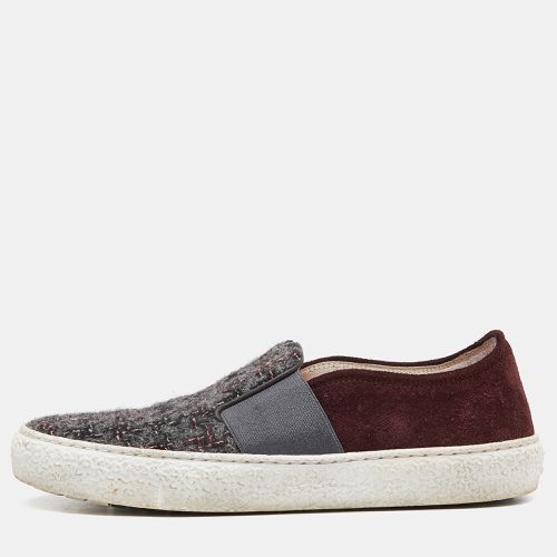 Tri Color Tweed and Suede Slip On Sneakers Size 36 - Chanel - Modalova