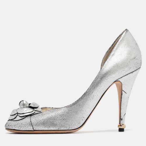 Metallic Leather Camellia D'orsay Pumps Size 39.5 - Chanel - Modalova