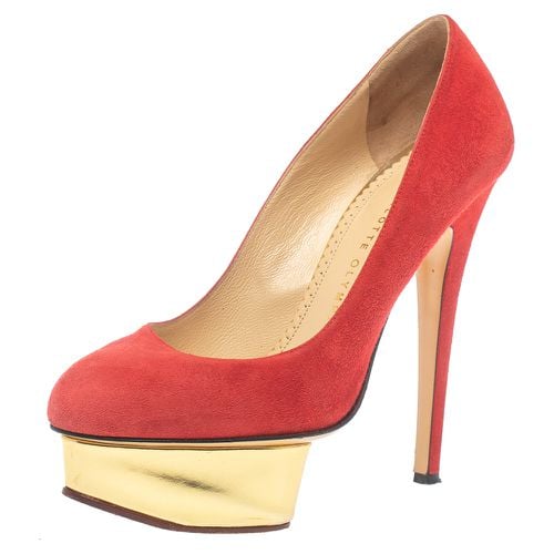 Suede Leather Dolly Platform Pumps Size 37.5 - Charlotte Olympia - Modalova