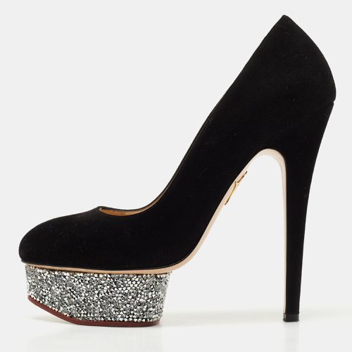 Suede Crystal Embellished Dolly Platform Pumps Size 37.5 - Charlotte Olympia - Modalova