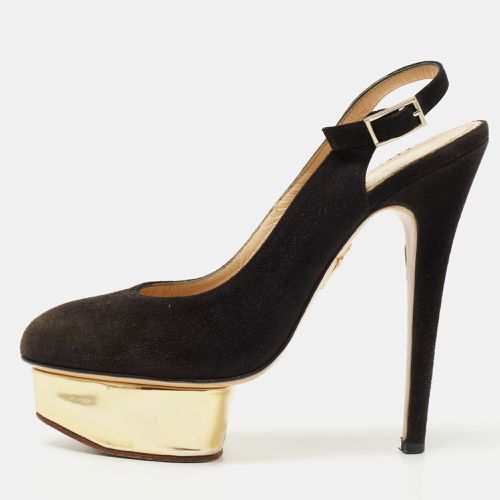 Suede Dolly Platform Slingback Pumps Size 37.5 - Charlotte Olympia - Modalova