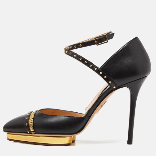 Leather Studded Pointed Toe Ankle Strap Pumps Size 39 - Charlotte Olympia - Modalova