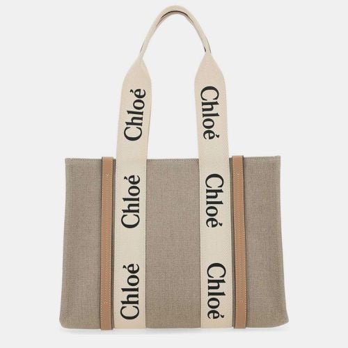 Canvas Woody Logo Printed Medium Tote Bag - Chloe - Modalova