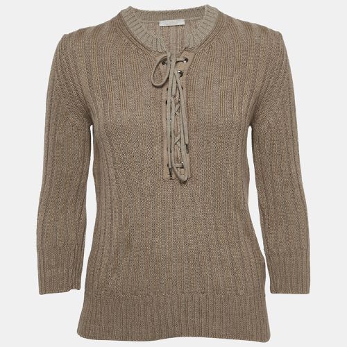 Dark Wool and Linen Lace Tie up Detail Sweater M - Chloe - Modalova