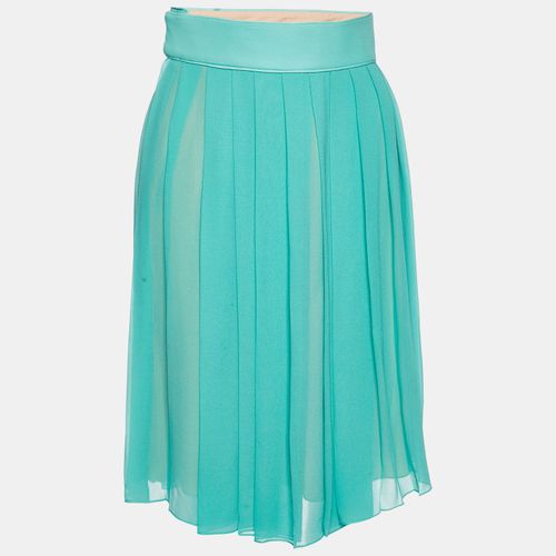 Cyan Silk Pleated Midi Skirt M - Chloe - Modalova