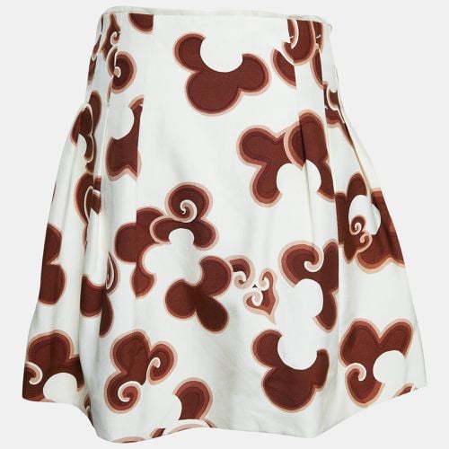 Doodle Print Silk Pleated Mini Skirt S - Chloe - Modalova