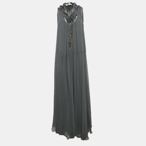 Anthracite Crepe Silk Beaded Maxi Dress L - Chloe - Modalova