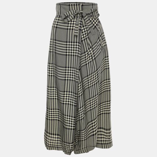 Monochrome Checkered Viscose Tie Midi Skirt S - Chloe - Modalova