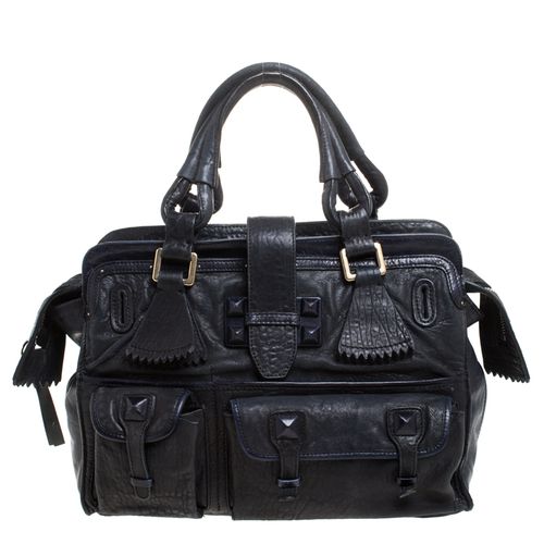 Midnight Leather Front Pocket Tote - Chloe - Modalova