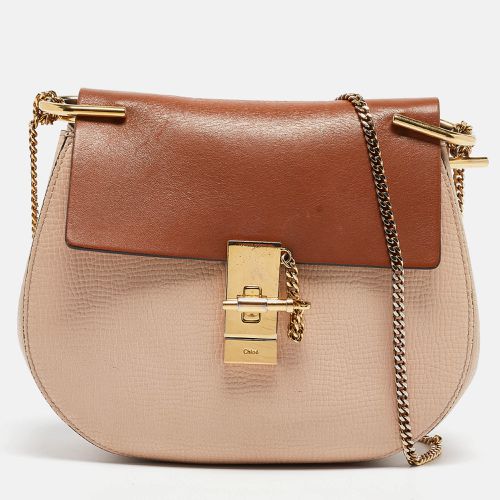 Light Beige Grain Leather Medium Drew Shoulder Bag - Chloe - Modalova