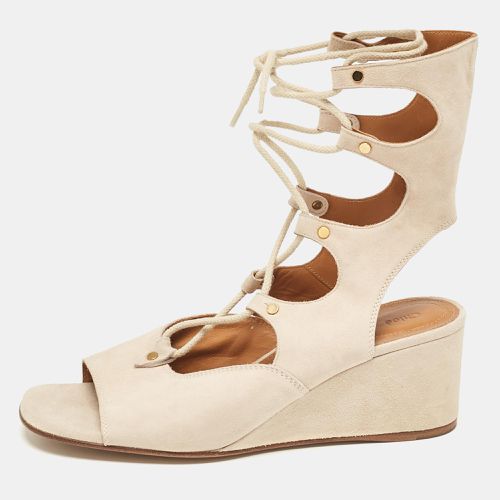 Suede Lace Up Wedge Sandals Size 40 - Chloe - Modalova