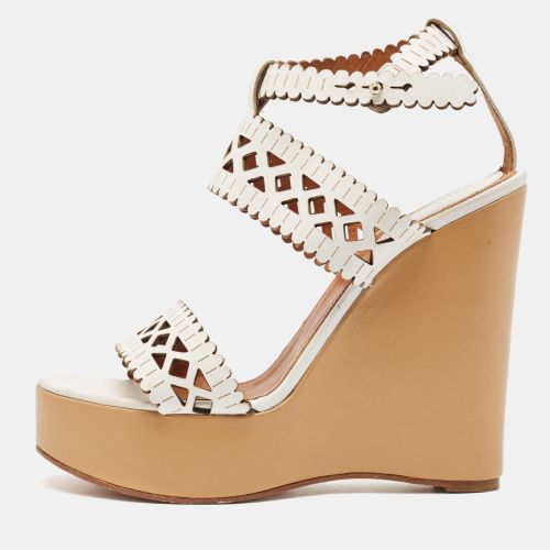 Cut Out Leather Platform Wedge Sandals Size 39 - Chloe - Modalova