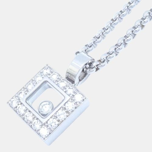 K Gold and Diamond Square Happy Diamonds Pendant Necklace - Chopard - Modalova