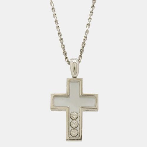 K Gold and Diamond Happy Diamonds Cross Pendant Necklace - Chopard - Modalova