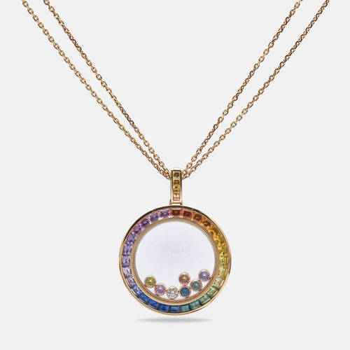 Happy Diamonds Rainbow Sapphires Diamond 18K Rose Pendant Necklace - Chopard - Modalova