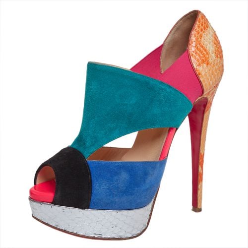 Multicolour Python Leather And Suede Pitou Pumps Size 37.5 - Christian Louboutin - Modalova