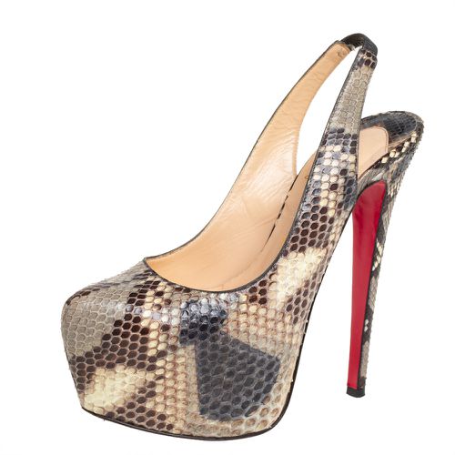 Python Daffodile Platform Slingback Sandals Size 37 - Christian Louboutin - Modalova