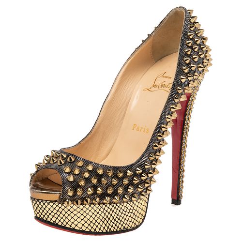 Lurex Fabric Lady Peep Toe Spike Platform Pumps Size 36.5 - Christian Louboutin - Modalova