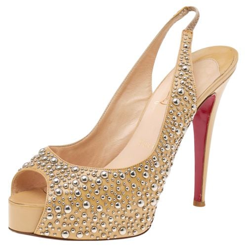 Studded Patent Leather Star Prive Peep Toe Slingback Sandals Size 39 - Christian Louboutin - Modalova