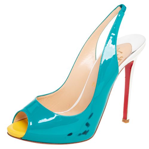 Tri-Color Patent Leather Peep-Toe Slingback Pumps Size 39 - Christian Louboutin - Modalova