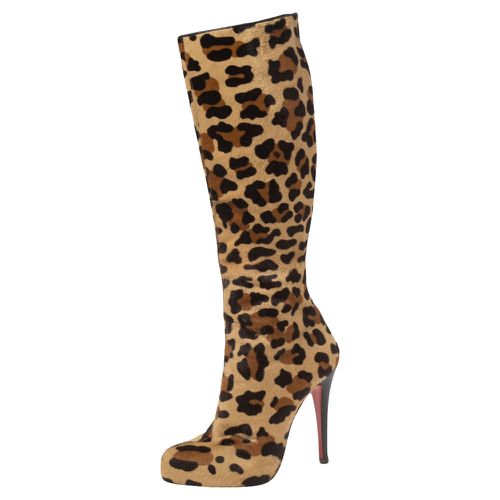 Leopard Pony Hair Fifi Botta Knee Boots Size 37 - Christian Louboutin - Modalova