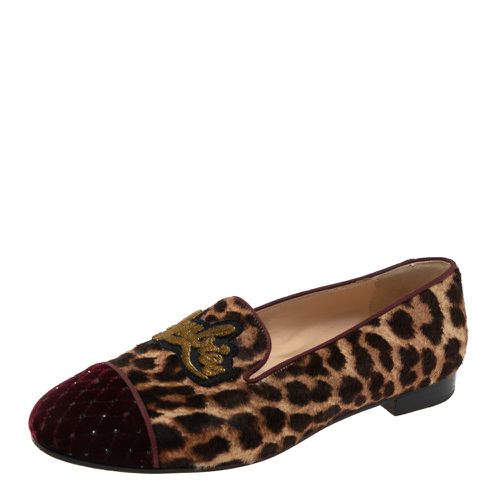 Brown Leopard Print Pony My Love Velvet Smoking Slippers Size 38.5 - Christian Louboutin - Modalova