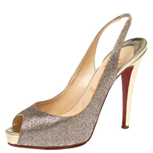 Glitter Leather No Prive Peep-Toe Slingback Sandals Size 39 - Christian Louboutin - Modalova