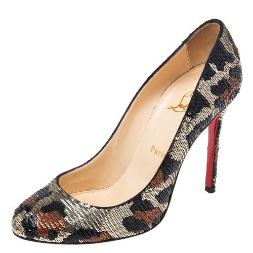 Tri-Color Leopard Print Sequins Fifi Pumps Size 38 - Christian Louboutin - Modalova