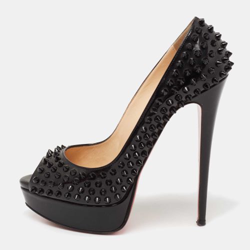 Leather Lady Peep Spike Peep Toe Platform Pumps Size 39 - Christian Louboutin - Modalova