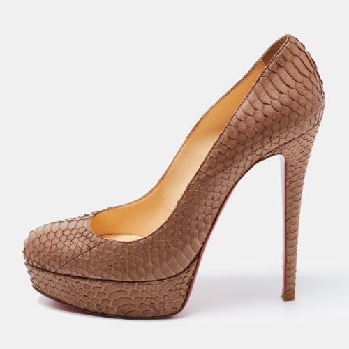 Beige Python Leather Peep Toe Pumps Size 39 - Christian Louboutin - Modalova