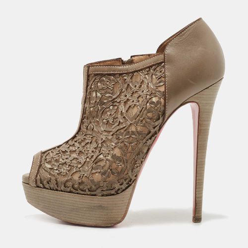 Laser-Cut Leather Pampas 150 Peep Toe Ankle Boots Size 36.5 - Christian Louboutin - Modalova