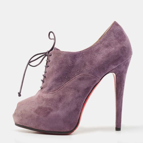 Suede Peep Toe Lace Up Booties Size 35.5 - Christian Louboutin - Modalova