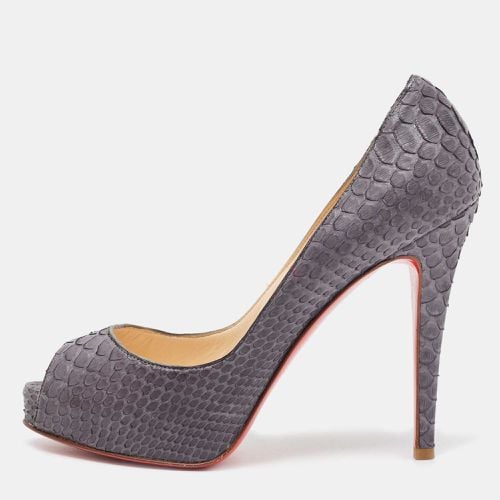 Python Leather Lady Peep Pumps Size 37.5 - Christian Louboutin - Modalova