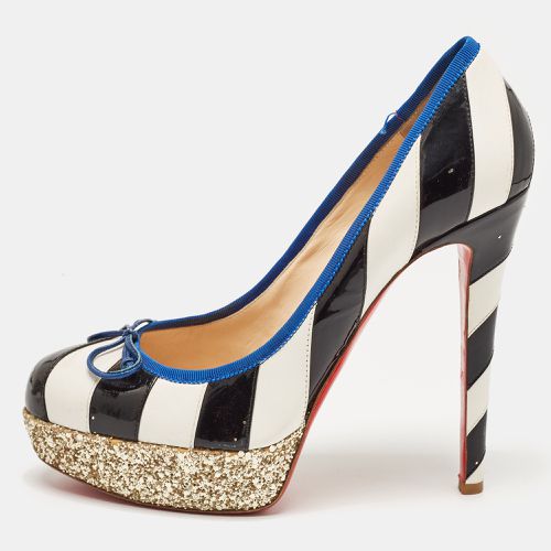 Black Striped Leather and Patent Foraine Pumps Size 39 - Christian Louboutin - Modalova