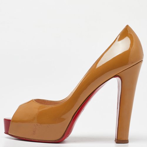 Nude Patent Leather New Very Prive Peep Toe Platform Pumps Size 40.5 - Christian Louboutin - Modalova